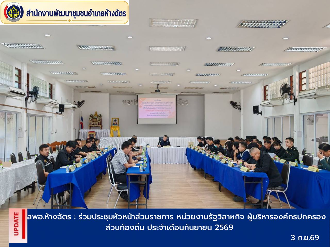 พช.ห้างฉัตร ร่วมประชุมหัวหน้าส่วนราชการ หน่วยงานรัฐวิสาหกิจ ผู้บริหารองค์กรปกครองส่วนท้องถิ่น ประจำเดือนกันยายน 2569
