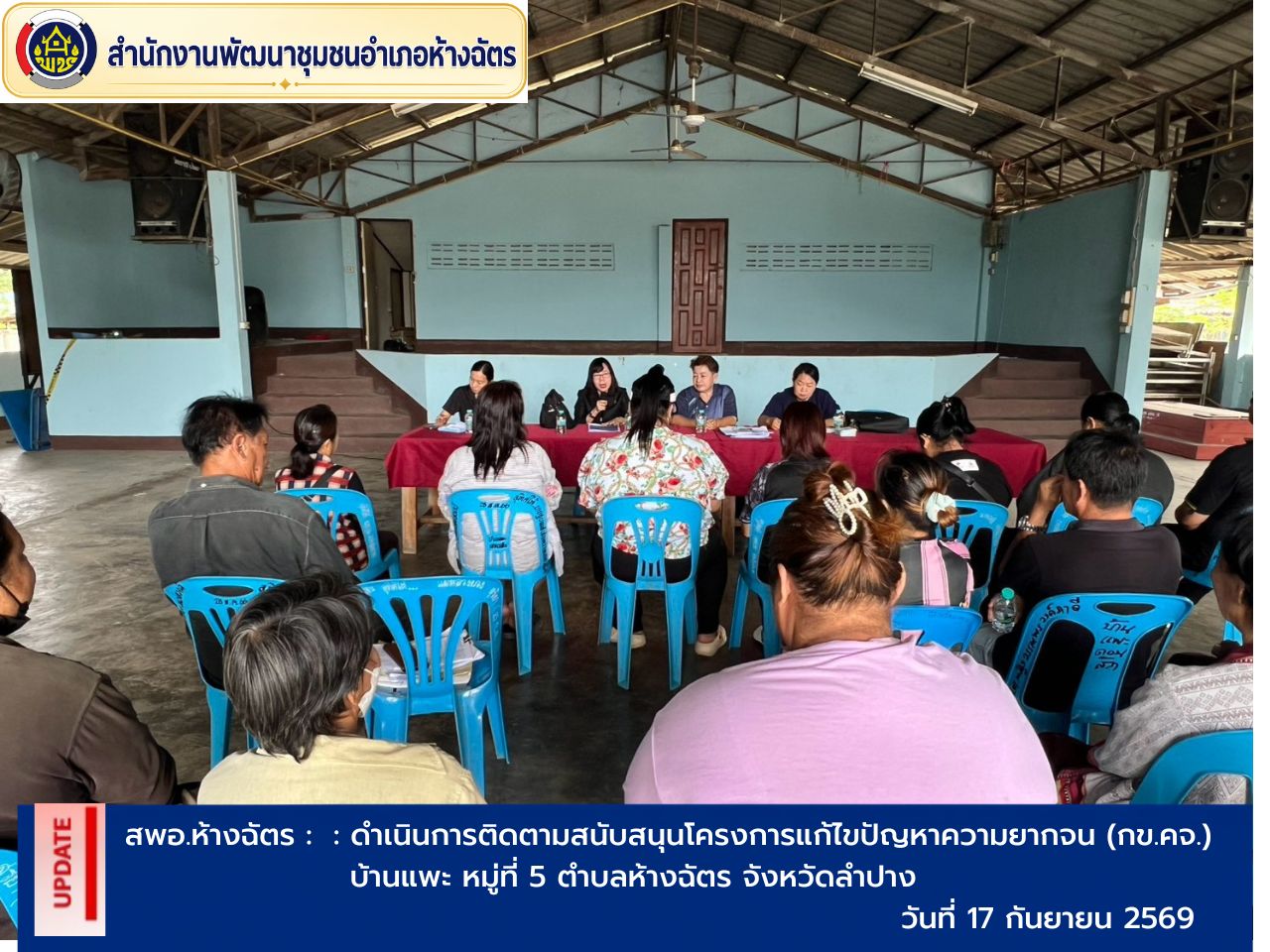พช.ห้างฉัตร ดำเนินการติดตามสนับสนุนโครงการแก้ไขปัญหาความยากจน (กข.คจ.)